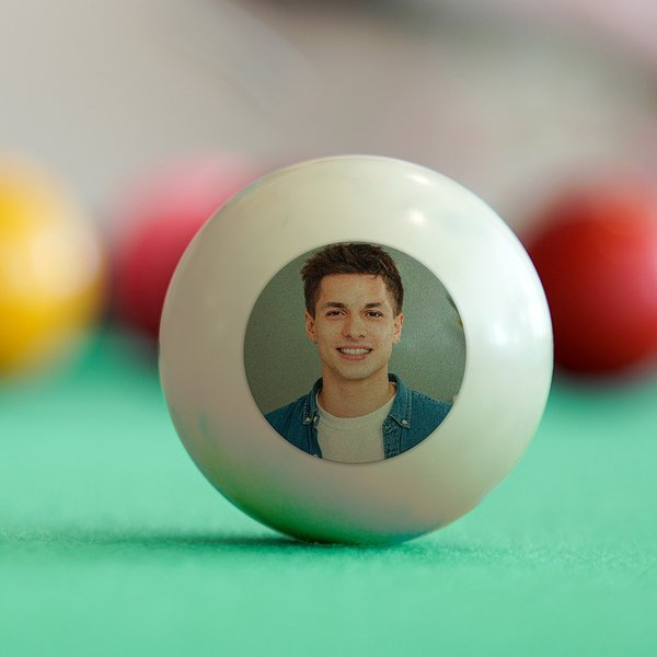 Gepersonaliseerde foto dubbelzijdig Biljart Cue Ball met tekst Grappig Vaderdag Verjaardagscadeau voor mannen Biljart liefhebbers