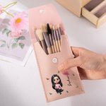 Personalisierte 3D Geburt Blume Schmetterling Cartoon Mädchen Portable Leder Make-up Pinsel Tasche mit 8 Stück Pinsel Geburtstag Geschenk für Frauen