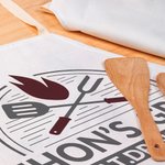 Personalized BBQ Grill Fork Element Stain-Resistant Kitchen Apron with Pocket and Texts Picnic Father's Day Birthday Gift for Dad BBQ Master