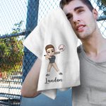 Personalisierte Cartoon Baseball-Charakter super saugfähige Waffel Sporthandtuch mit Namen Nummer Hanging Clip Geburtstag Team Geschenk für Baseball-Liebhaber