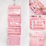 Bolsa de viaje personalizada acolchada con doble cierre de cremallera y múltiples compartimentos para maquillaje con nombre y gancho incorporado Regalo de cumpleaños de viaje de negocios para mujer