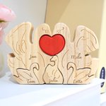 Gepersonaliseerde Schattig Zwanenfamilie Rood Hart Houten Puzzel met 2-5 Gegraveerde Namen Bureau Decoratie Verjaardag en Jubileum Cadeau voor Familie