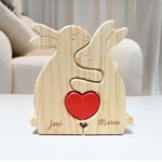 Rompecabezas de madera personalizado con familia de conejos y 2-5 nombres decoración de escritorio regalo de cumpleaños o aniversario para la familia