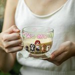 Personalized Dog Mom 3D Cartoon Girl and 1-4 Dogs Paw Print 16 oz Clear Glass Cup with Names Birthday Gift for Pet Lover Owner