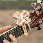 Personalized Four Leaf Clover Guitar Picks Capo Wooden Box Set with Text Guitar Accessory Birthday for Guitar Player Music Lover
