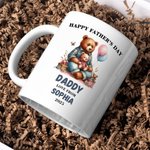 Personalized Cute Cartoon Hugging Bear Ceramic Mug with Name Father's Day Birthday Gift for Dad Grandpa