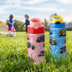 Personalized Extreme Stunt Lorry Name 12 oz Kid Insulated Water Bottle with Handle and Silicone Straw Birthday Back to School Gift for Boys Girls