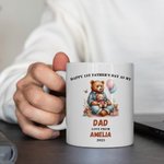 Personalized Cute Cartoon Hugging Bear Ceramic Mug with Name Father's Day Birthday Gift for Dad Grandpa
