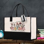 Borsa tote capiente in tela personalizzata in stile boho primaverile con motivi dei fiori di campo regalo di fine anno scolastico per insegnanti