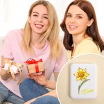 Personalized Retro Birth Flower Portable Double-Sided Makeup Mirror with LED Light and Name Anniversary Birthday Gift for Women Girls