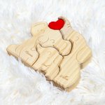 Gepersonaliseerde Houten Olifanten Familie Puzzel met Rode Hart en 2-5 Namen Bureau Decoratie Moederdag Verjaardag of Jubileum Cadeau voor Familie