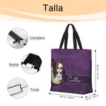 Bolsa personalizada con corona de flores de nacimiento y personaje de dibujos animados con nombre regalo de cumpleaños o Día de la Madre para mujeres