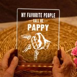 Personalized My Favorite People Fist Bump Acrylic LED Night Light with Wooden Base and 1-16 Kid Names Father's Day Birthday Gift for Dad Grandpa