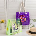 Bolsa transparente personalizada con flores de nacimiento personaje de dibujos animados y las iniciales regalo de cumpleaños para mujeres y chicas