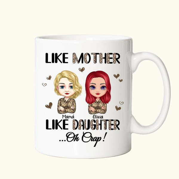 Taza de cerámica blanca personalizada para madre e hija con 'Like Mother Like Daughter' regalo para el Día de la Madre en oficina y hogar