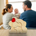 Puzzle d'Éléphants Personnalisé avec 2-5 Noms Gravés Décoration en Bois de Pin Cadeau Anniversaire Fête des Mères pour Famille Maman Grand-Mère