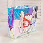 Bolsa transparente personalizada con flores de nacimiento personaje de dibujos animados y las iniciales regalo de cumpleaños para mujeres y chicas