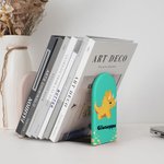 Fermalibri personalizzati con nome motivo del mostro unicorno dinosauro e animale set da 2 pezzi in legno regalo per bambini e studenti