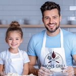 Personalized BBQ Grill Fork Element Stain-Resistant Kitchen Apron with Pocket and Texts Picnic Father's Day Birthday Gift for Dad BBQ Master