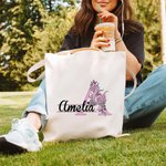 Personalisierte Note Initial Muster Canvas Tote Bag mit Namen Musik Festival Party Geburtstag Geschenk für Musiker Familie Freunde