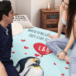 Personalized You Are My Penguin Heart Balloon Soft Throw Blanket with Initials Home Decor Birthday Valentine's Day Anniversary Gift for Couple