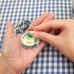 Personalized Cartoon Character Birth Flower Round Mini Pill Box with Name and Mirror Birthday Gift for Friends Family