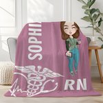 Personalisierte Multicolor Cartoon medizinischen Charakter weiche Decke mit Namen und Titel Anerkennung Geburtstagsgeschenk für Krankenschwester Arzt medizinisches Personal werfen