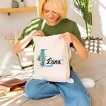 Personalisierte Note Initial Muster Canvas Tote Bag mit Namen Musik Festival Party Geburtstag Geschenk für Musiker Familie Freunde