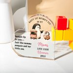 Personalized Cute Penguin Mother and Baby Heart-shape Acrylic Plaque with Name and Year Desk Decor 1st Mother's Day Anniversary Gift for New Mom