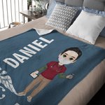 Personalisierte Multicolor Cartoon medizinischen Charakter weiche Decke mit Namen und Titel Anerkennung Geburtstagsgeschenk für Krankenschwester Arzt medizinisches Personal werfen