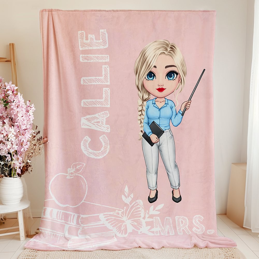 Couvertures personnalisées avec nom et titre pour la journée de l'enseignant Cadeau d'anniversaire pour l'enseignant