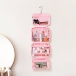 Bolsa de viaje personalizada acolchada con doble cierre de cremallera y múltiples compartimentos para maquillaje con nombre y gancho incorporado Regalo de cumpleaños de viaje de negocios para mujer