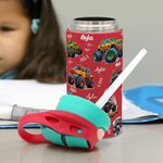 Personalized Extreme Stunt Lorry Name 12 oz Kid Insulated Water Bottle with Handle and Silicone Straw Birthday Back to School Gift for Boys Girls