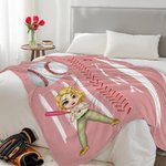 Personalized Baseball Basketball Cartoon Character Soft Throw Blanket with Name and Number Birthday Gift for Family Friends Sports Enthusiasts