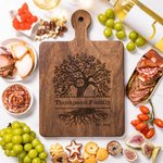 Personalized Engraved Tree of Life Reversible Cheese Charcuterie Grip Cutting Board with Text and Date Housewarming Wedding Gift for Family Friend
