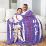Personalized Baseball Basketball Cartoon Character Soft Throw Blanket with Name and Number Birthday Gift for Family Friends Sports Enthusiasts