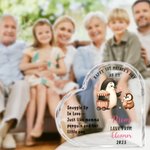 Personalized Cute Penguin Mother and Baby Heart-shape Acrylic Plaque with Name and Year Desk Decor 1st Mother's Day Anniversary Gift for New Mom