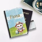 Personalizado Cute Animal Koala Búho PU Porta Pasaporte de cuero con nombre de viaje esencial regalo de cumpleaños para los niños amantes de los animales