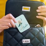 Personalized Retro Birth Flower Portable Double-Sided Makeup Mirror with LED Light and Name Anniversary Birthday Gift for Women Girls