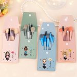 Personalisierte 3D Geburt Blume Schmetterling Cartoon Mädchen Portable Leder Make-up Pinsel Tasche mit 8 Stück Pinsel Geburtstag Geschenk für Frauen