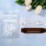 Personalized My Favorite People Fist Bump Acrylic LED Night Light with Wooden Base and 1-16 Kid Names Father's Day Birthday Gift for Dad Grandpa