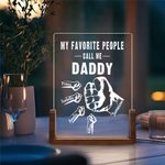 Personalized My Favorite People Fist Bump Acrylic LED Night Light with Wooden Base and 1-16 Kid Names Father's Day Birthday Gift for Dad Grandpa