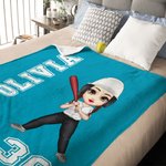 Personalisierte Multicolor Ball Sport Cartoon Charakter weiche Decke mit Namen und Nummer Home Decor Game Day Geburtstagsgeschenk für Ball-Liebhaber werfen