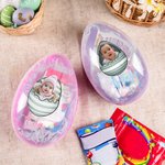 Uovo di Pasqua grande personalizzato con guscio d'uovo rotto nome e foto ritratto regalo ideale per cestini pasquali e feste per bambini