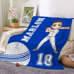 Personalisierte Multicolor Ball Sport Cartoon Charakter weiche Decke mit Namen und Nummer Home Decor Game Day Geburtstagsgeschenk für Ball-Liebhaber werfen