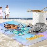 Personalisierte Cartoon Princess Coquette Bogen bunte schnell trocknend überdimensioniert Mikrofaser Strandtuch mit Namen Sommer Strand Geburtstag Geschenk für kleine Mädchen