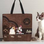 Bolsa personalizada de compras espaciosa con diseño de perro o gato hasta con 6 nombres regalo de cumpleaños para amantes de los animales