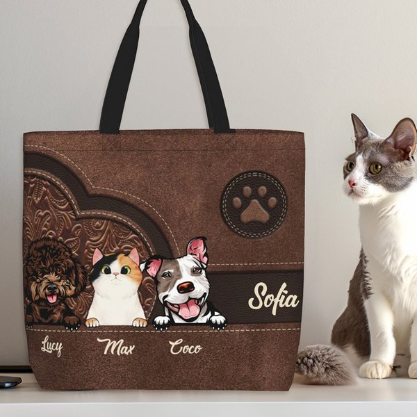 Bolsa personalizada de compras espaciosa con diseño de perro o gato hasta con 6 nombres regalo de cumpleaños para amantes de los animales