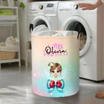 Personalized Coquette Bow Little Princess Toy Storage Laundry Basket with Name Waterproof Nursery Decoration Children's Day Housewarming Gift for Kids