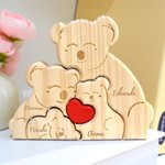 Puzzle in legno personalizzato tema famiglia di koala con cuore rosso e 2-5 nomi decor da scrivania regalo di compleanno e anniversario per famiglia